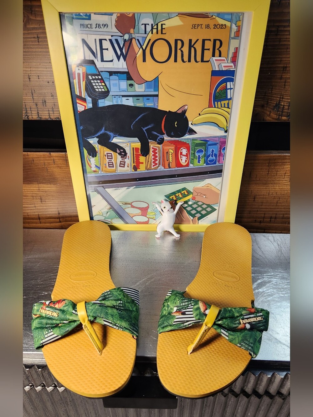 Havaianas Flat Sandals Size 9-10 Green And Yellow